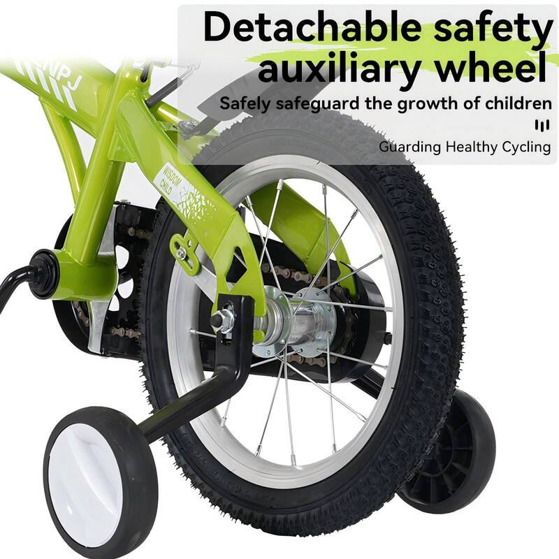 18 Inch Kids Bike with Adjustable Saddle, Dual Brakes and Training Wheels Steel Frame Bicycle for Ages 5-10