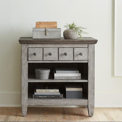 Heartland Antique White 1-Drawer Night Stand Charging Station