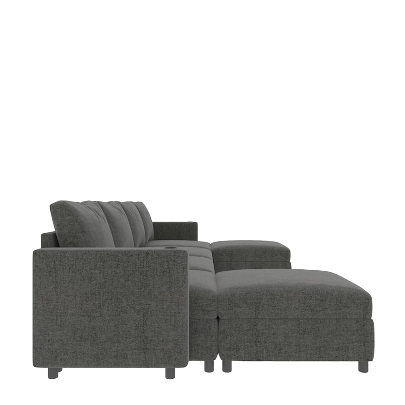 123" U-Shape Modular Sectional Couch with Storage Function, Ottoman