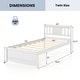 preview thumbnail 4 of 6, Wooden Platform Bed with Headboard and Wood Slat Support White-Twin Size