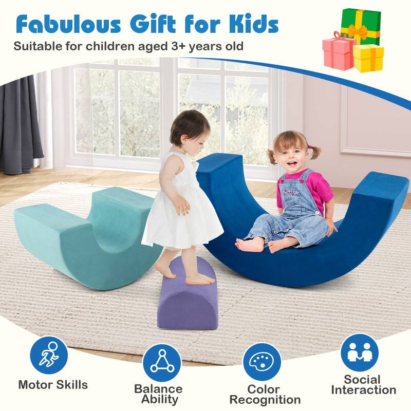Costway Rainbow Arc Climber Playset Foam Climbing Blocks with Machine - Multicolor - See Details