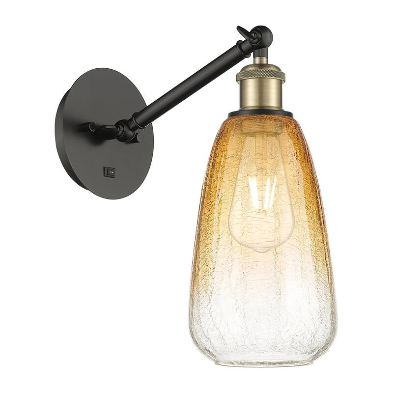 Innovations Lighting Endless Possibilities Ballston - Brookhaven Almond - 1 Light 6" Adjustable Sconce - Black Antique Brass/Amber