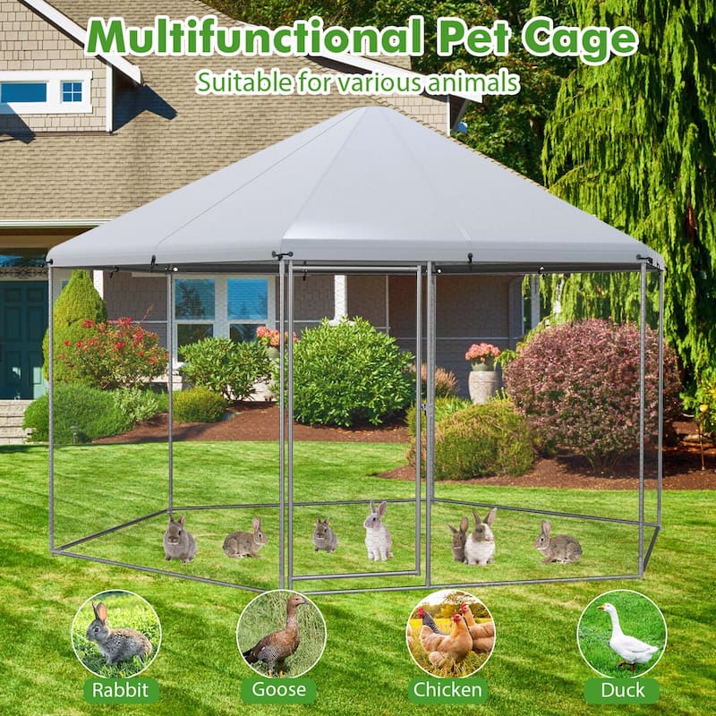 Costway Large Walk-in Chicken Coop Heavy-Duty Galvanized Poultry Cage - See Details
