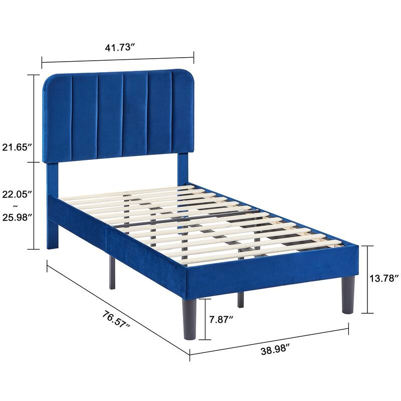 Javlergo Upholstered Platform Bed Frames with Height Adjustable Headboard, Sturdy Wooden Slats/Noise-free