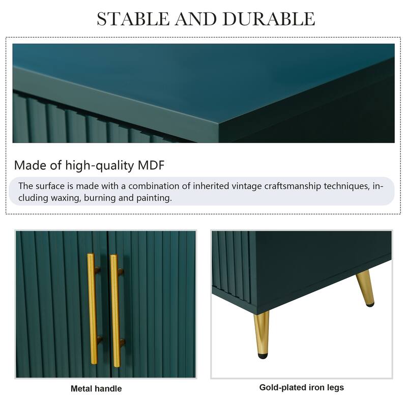 Roomfitters Wood TV Stand for TVs up to 50", Media Console Table with Storage Cabinet & Adjustable Shelves, Navy Blue