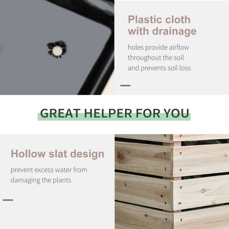 4-Piece Indoor/Outdoor Elevated Garden Planter Box with Drainage Bag