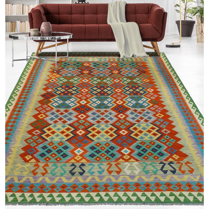 Flatweave Rylee Red/Blue Rug - 6'10" x 9'10"