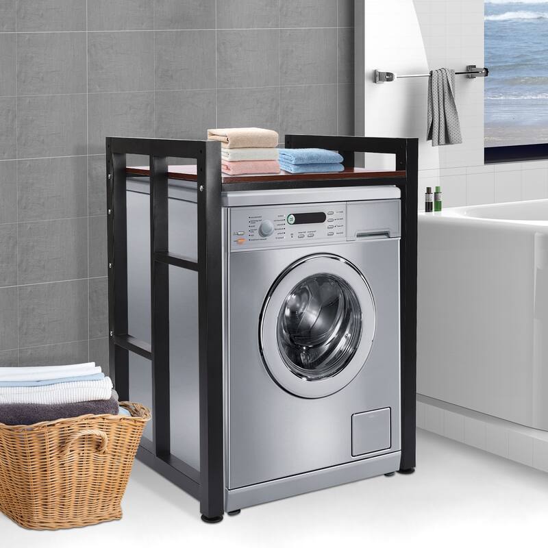 Rectangular Dryer Storage Shelf Organizer Bathroom Rack - Black