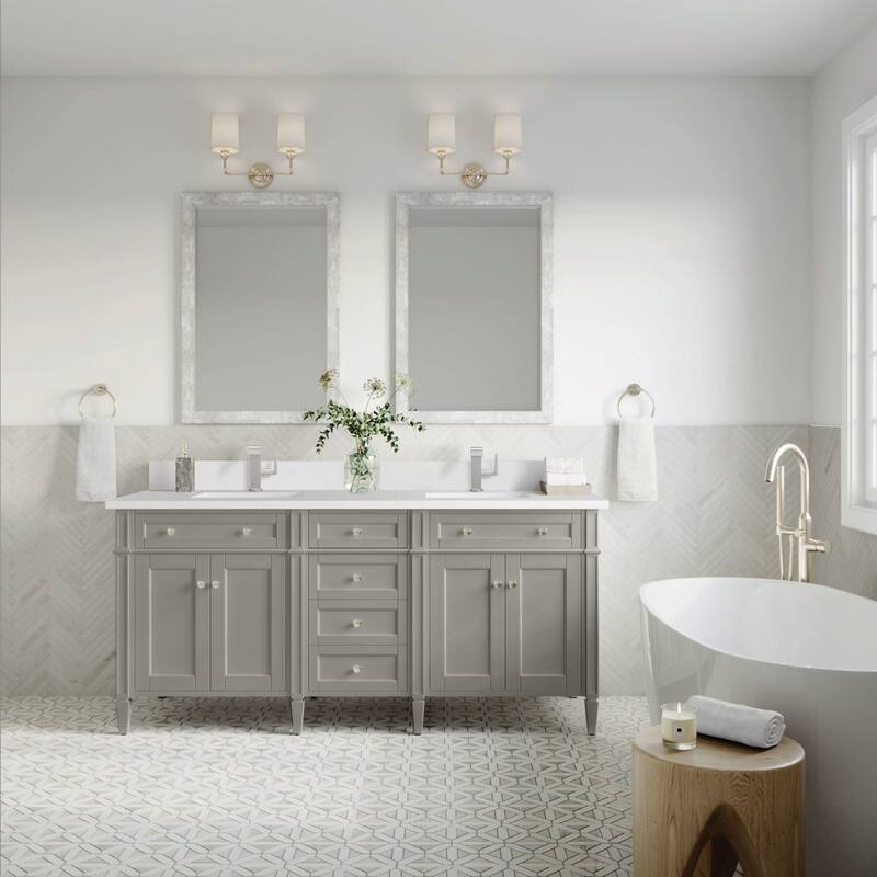 James Martin Vanities 650-V72-1WZ Brittany 72" Double Basin Poplar