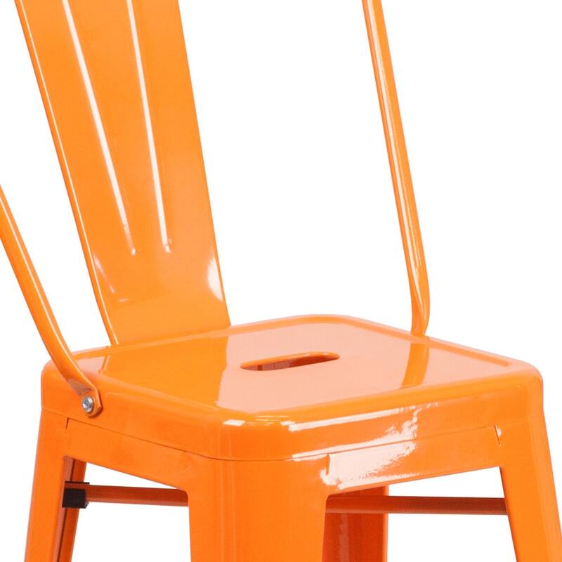24'' High Metal Indoor-Outdoor Counter Height Stool with Back