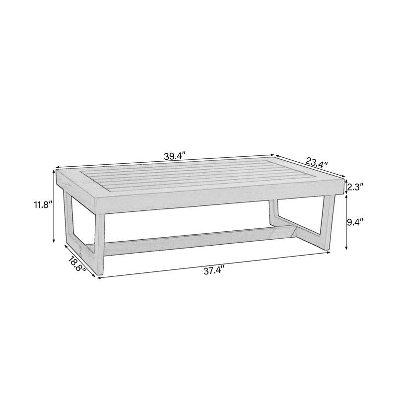 Rectangular Outdoor All Weather Wooden Side Coffee Table
