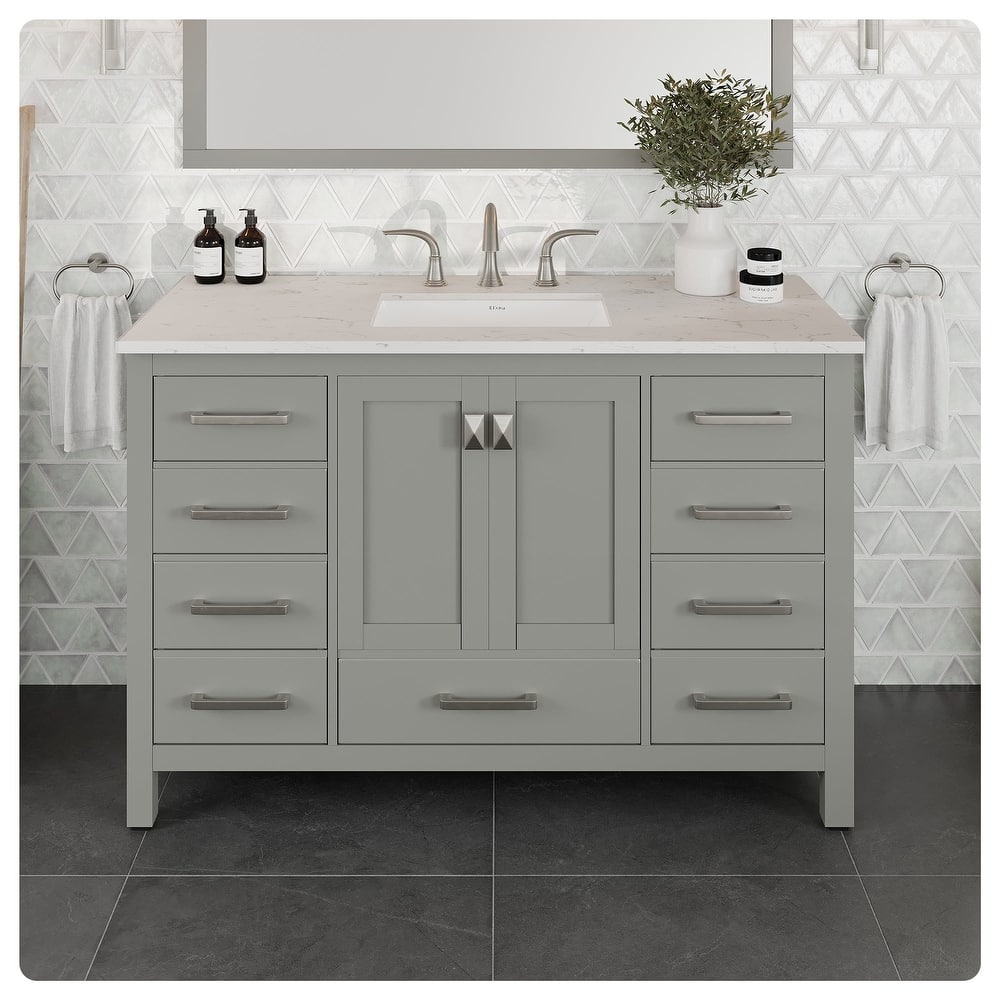 Eviva Aberdeen 48"W Bath Vanity with White Carrara Quartz Top