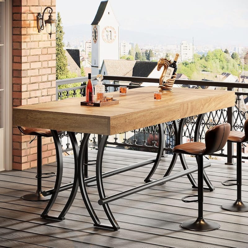 63" Tall Bar Pub Table, Rectangular Counter Height Kitchen Dining Table