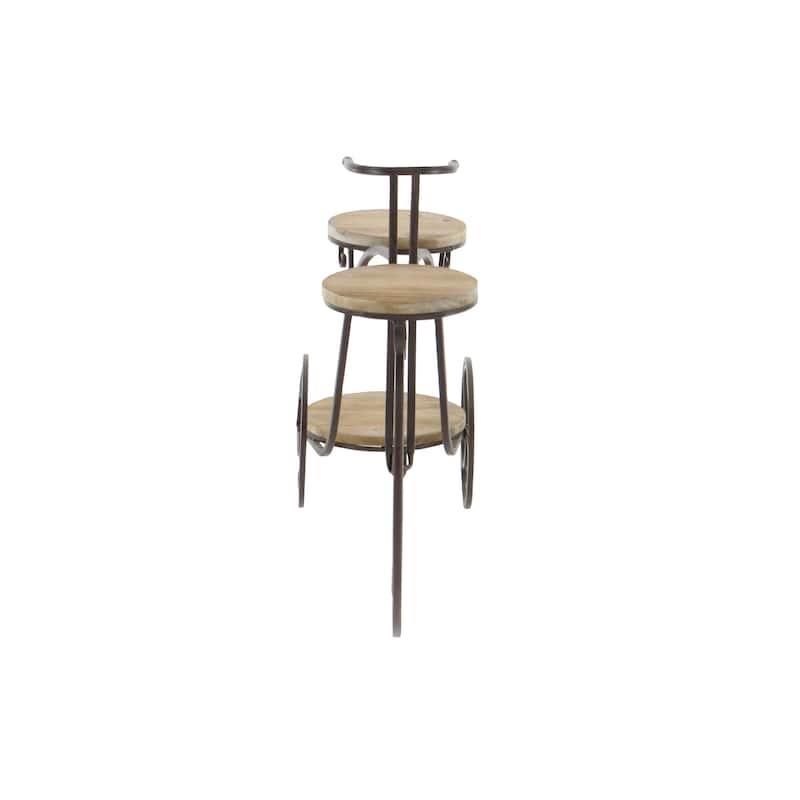 Metal Bike Indoor Outdoor 2 Tier Indoor Outdoor Plantstand - Brown - Roche River Decor