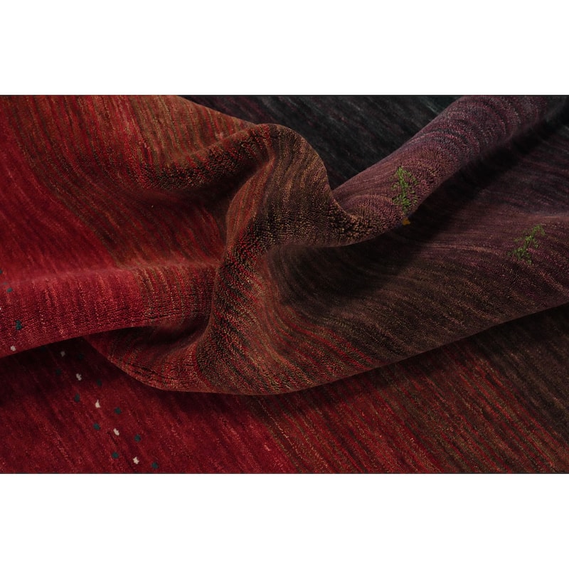 Hand Knotted Oriental 100% Wool Carpet Tribal Animal Pictorial Red Gabbeh Area Rug - 11' 7'' X 8' 2''
