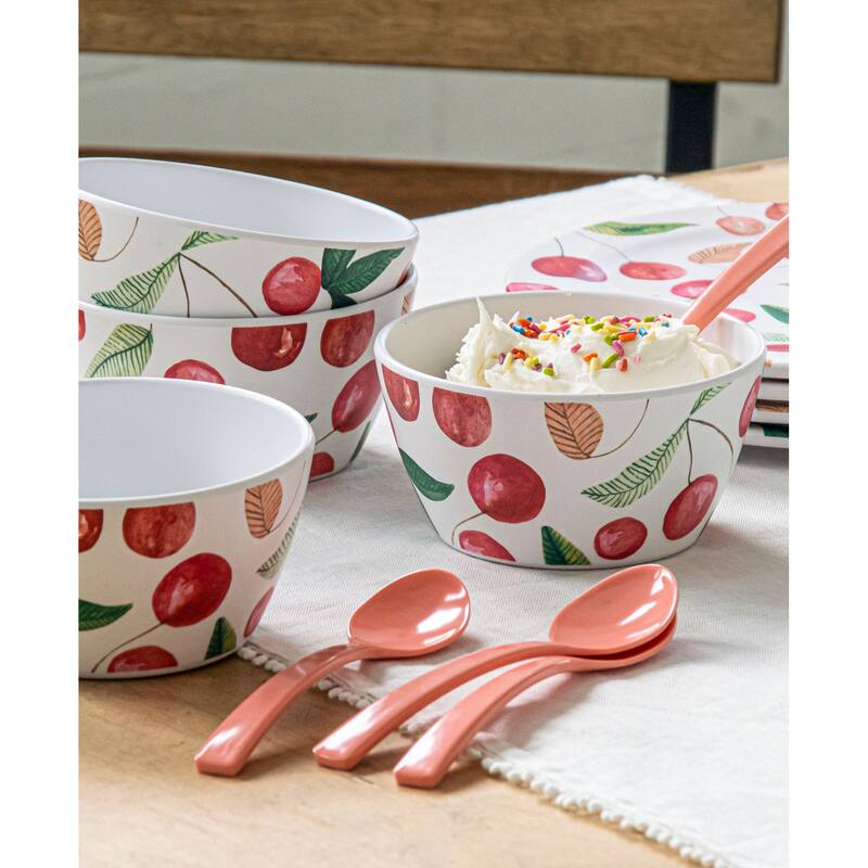 Abode Homewares Berries & Cherries Melamine Dessert Bowl - Multicolor - 4.7" x 2.4" - Set of 6