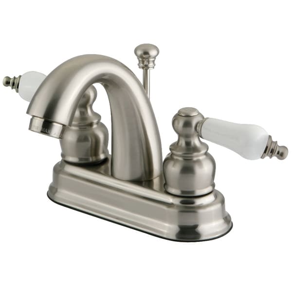 Kingston Brass FB561.PL Restoration 1.2 GPM Centerset Bathroom Faucet with Pop-Up Drain Assembly and Porcelain Handles