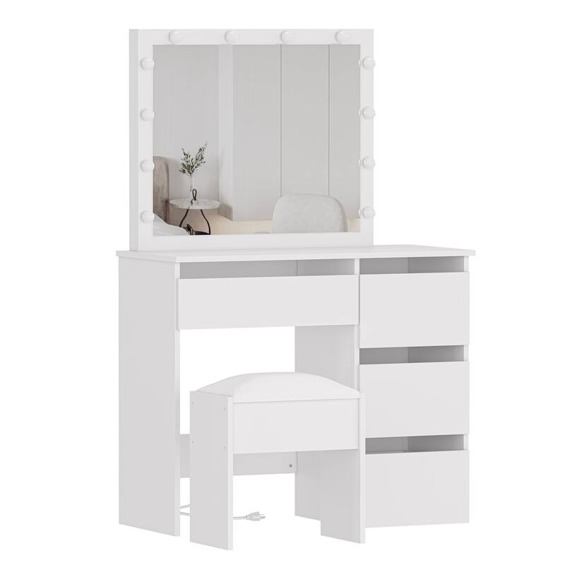 Makeup Vanity Desk Set with Lights and Mirrors