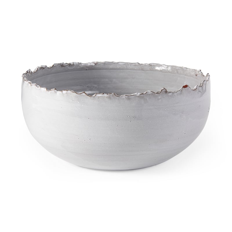 Larsen White Ceramic Large Decorative Bowl - White