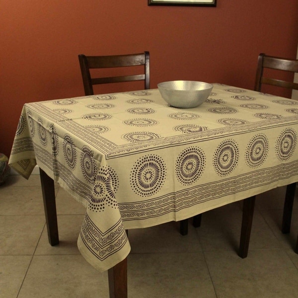Geometric Pattern Round Cotton Tablecloth 90" x 90" Multi Color 
