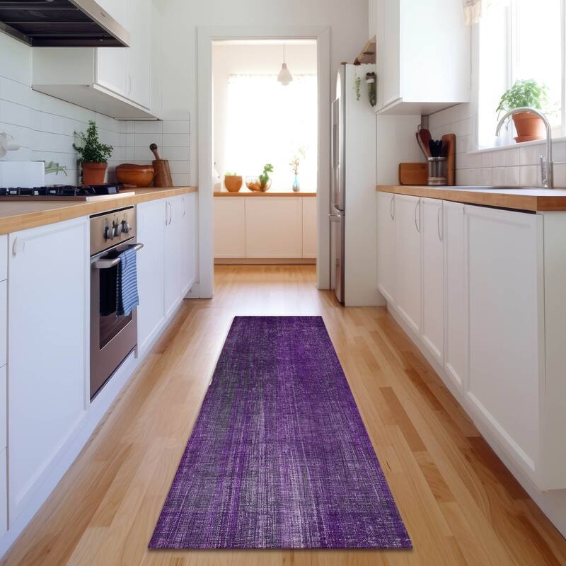 Premium Washable Super Soft Solid Abstract Mayfield Rug - Purple - 2' 3" x 7' 6" - Runner