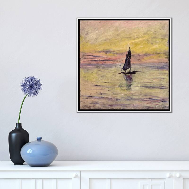 iCanvas "The Sailing Boat, Evening Effect, 1885 " by Claude Monet Framed Canvas Print