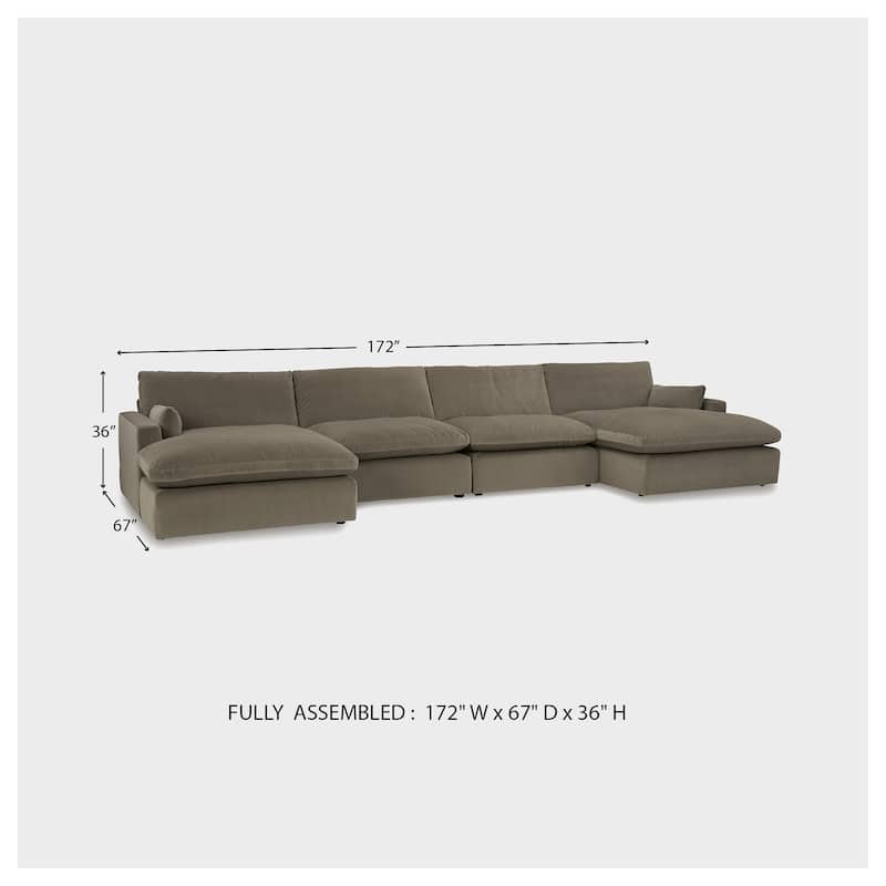 Signature Design by Ashley Sophie Brown 4-Piece Sectional with Chaise - 172"W x 67"D x 36"H