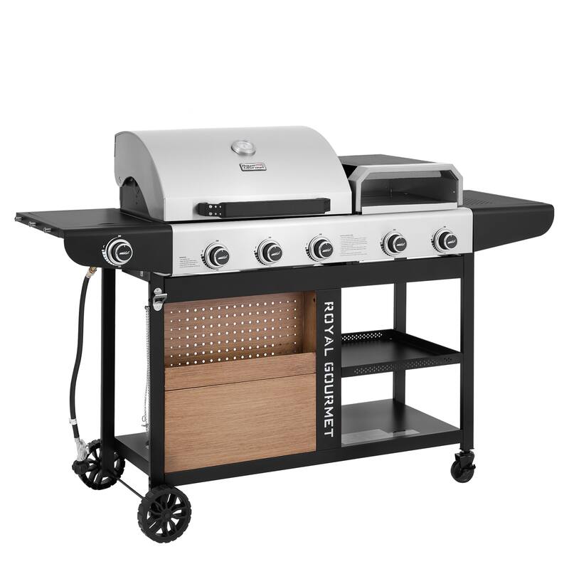 Royal Gourmet Premium Gas Grill and Pizza Oven Combo with Side Burner