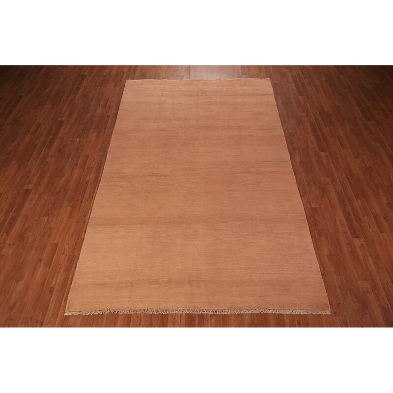 Modern Solid Gabbeh Oriental Area Rug Handmade Wool Carpet - 6'3" x 9'7"