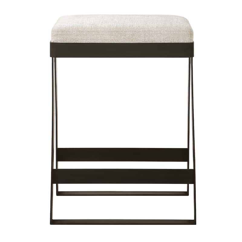 Curved Base Counter Stool - 26" - Black and Cream