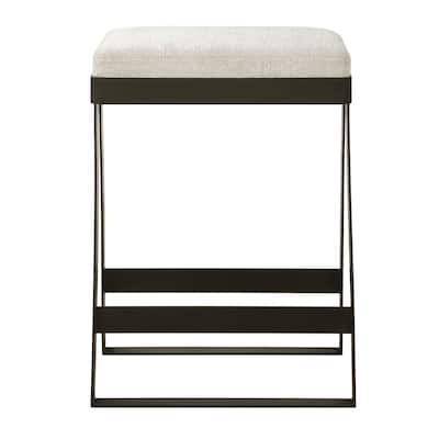 Curved Base Counter Stool - 26" - Black and Cream