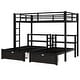 preview thumbnail 10 of 10, Black Full XL over Twin Size Metal Triple Bunk Bed with Drawers, Multi-functional Metal Frame Bed, Bed Head with Shelving
