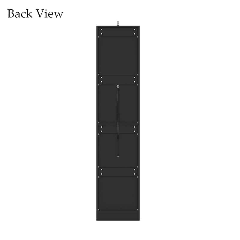 70" Bathroom Cabinet with LED Lighting Black Floor Storage Cabinet
