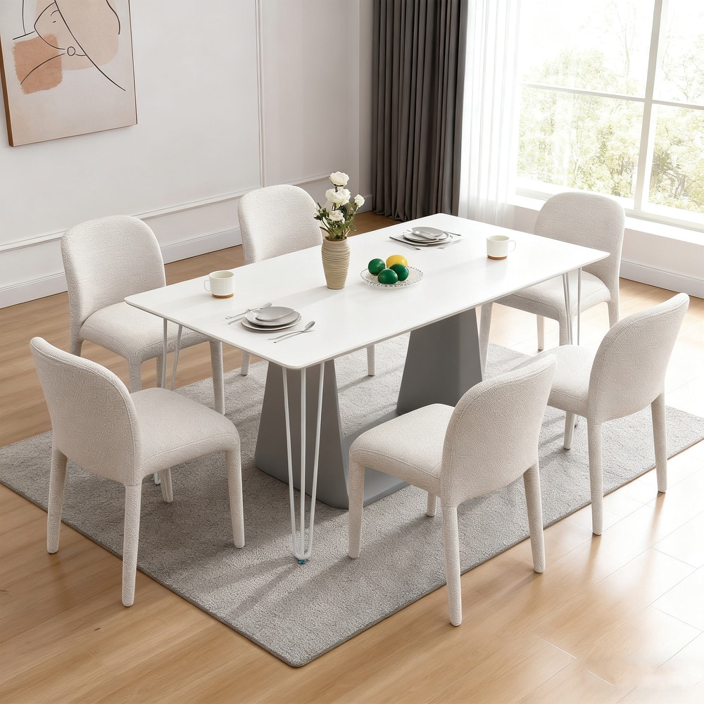 Modern 18" W Upholstered Dining Chair Fully Assembly Design Iron Legs