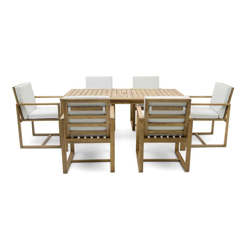 Patio Dining 7 Piece, Outdoor Dining Table and Chair Set with 6 Chairs and Removable Cushions for Patio Garden 7 Pack