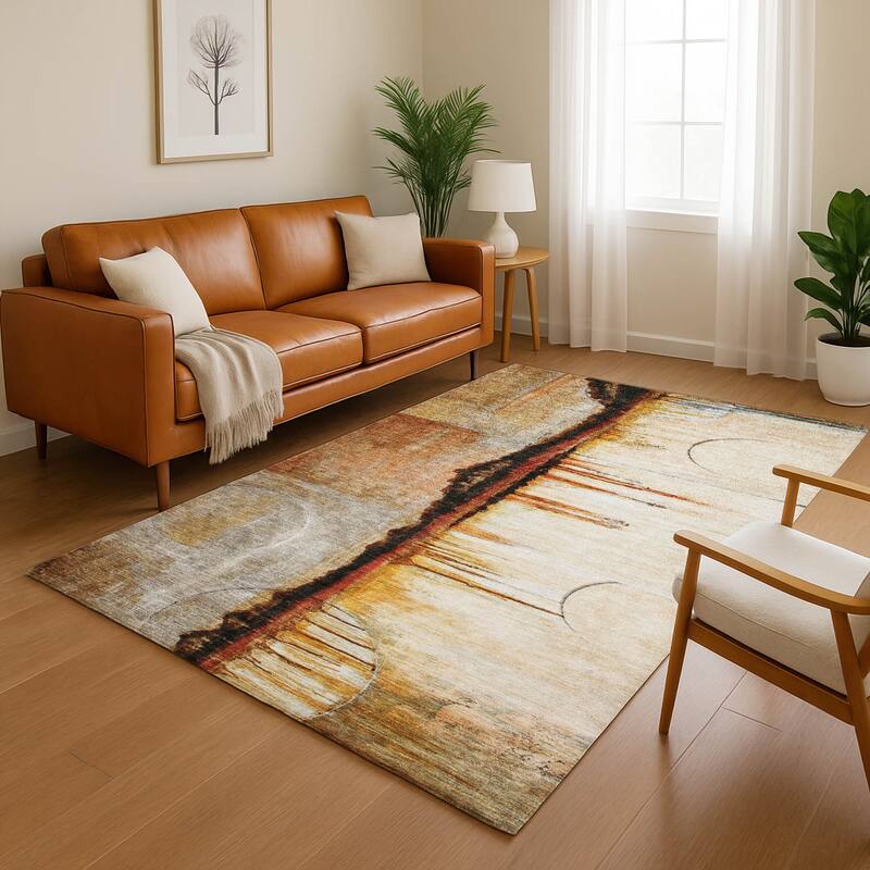 Premium Washable Super Soft Contemporary Melt Mayfield Rug - Paprika - 9' x 12'