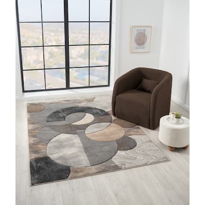 Alexia Collection Modern Circle Design Area Rug