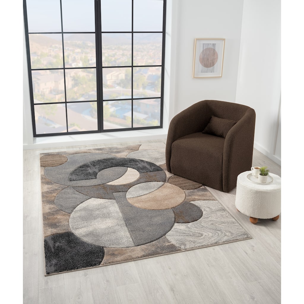 Alexia Collection Modern Circle Design Area Rug