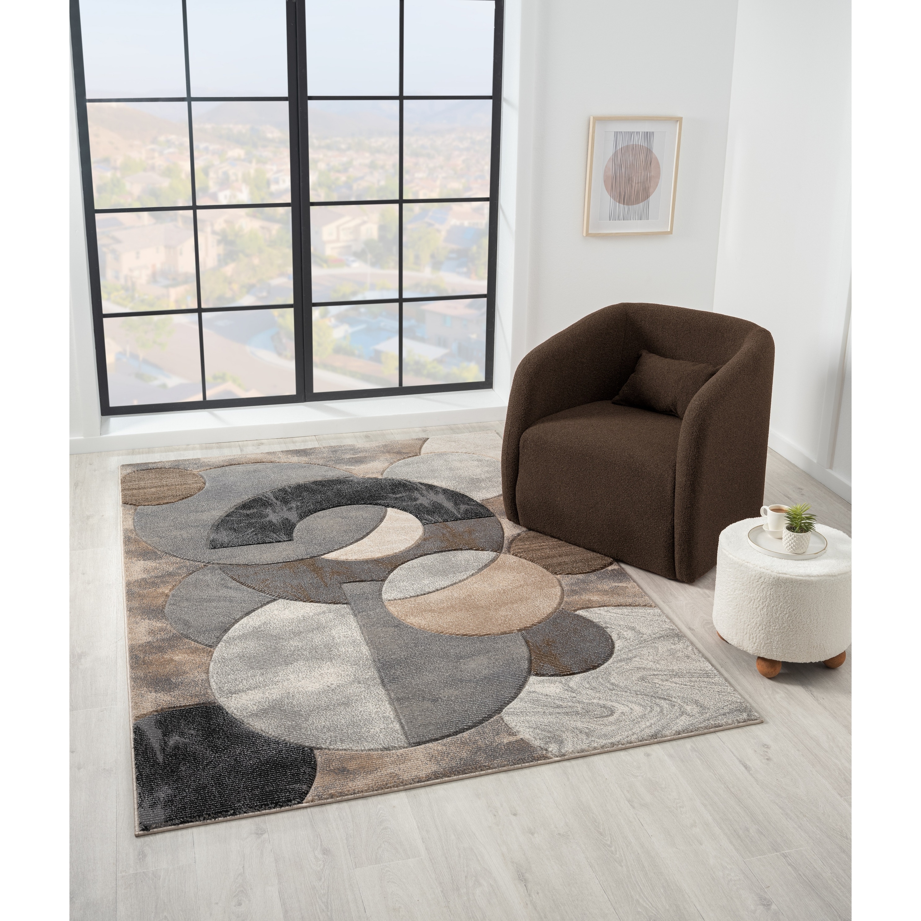 MDA Rugs Alexia Collection Modern Circle Design Area Rug