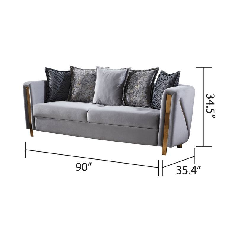Chanelle Modern Style Upholstery Velvet Sofa Made with Wood & Gold Finish