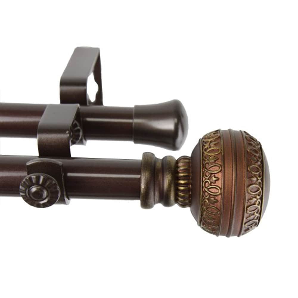 Rod Desyne Adalia  3/4" Adjustable Double Curtain Rod 28"-48" silver cocoa Brown 
