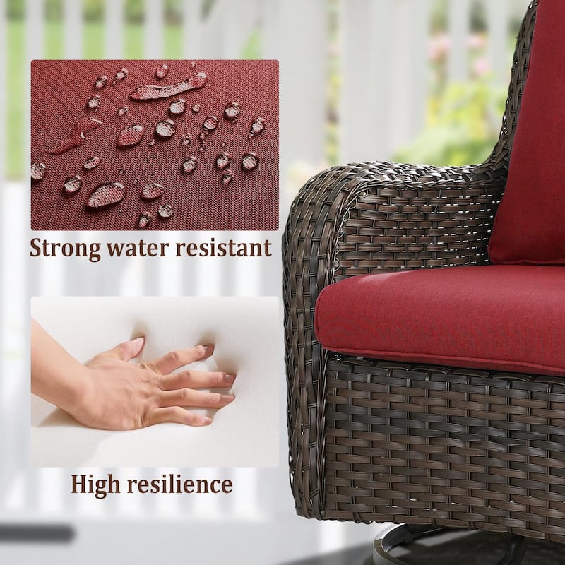 Outdoor Swivel Rocker Wicker Patio Chairs Set of 3