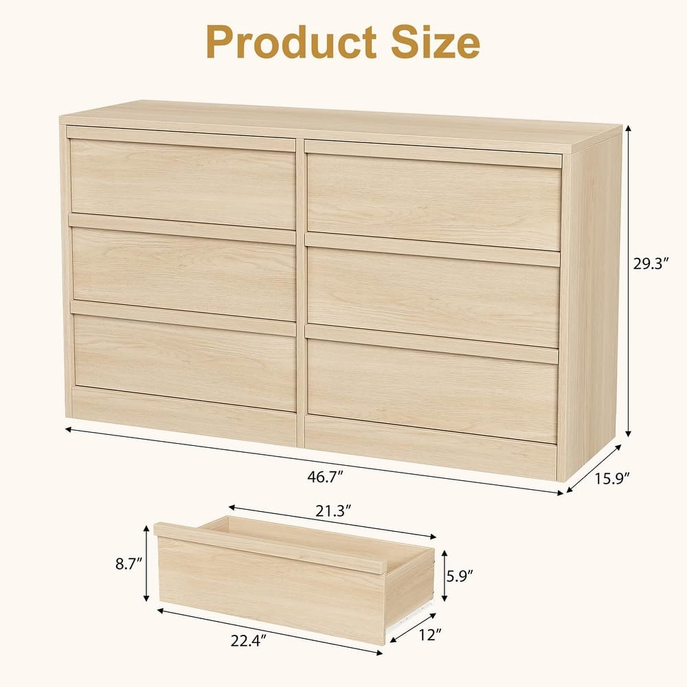 6/7/8 Drawer Dresser for Bedroom, 54" Wide Modern Double Dresser Organizer with Concave Handles