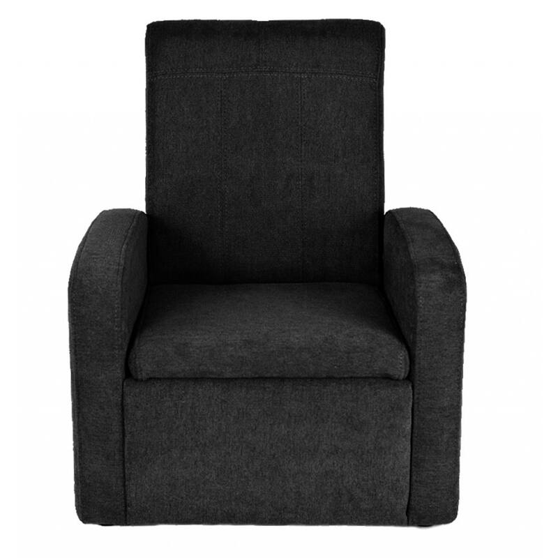 Kids Black Comfy Upholstered Recliner Chair with Storage - 20x16x25 in. - Black