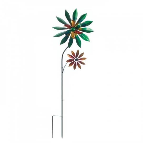Shop Set Of 2 Flower Outdoor Garden Decorative Iron Spinning