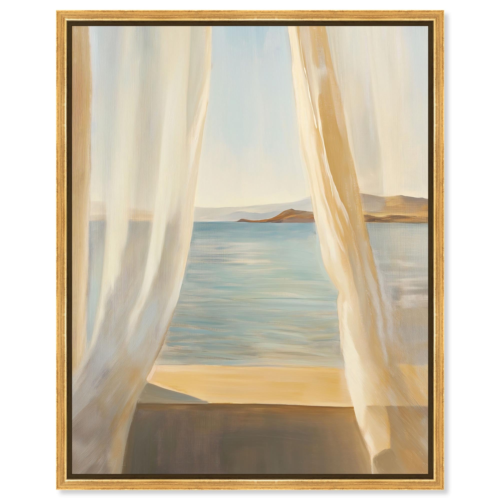 Window to the Sea Landscape Art Framed Canvas Print by Art Remedy