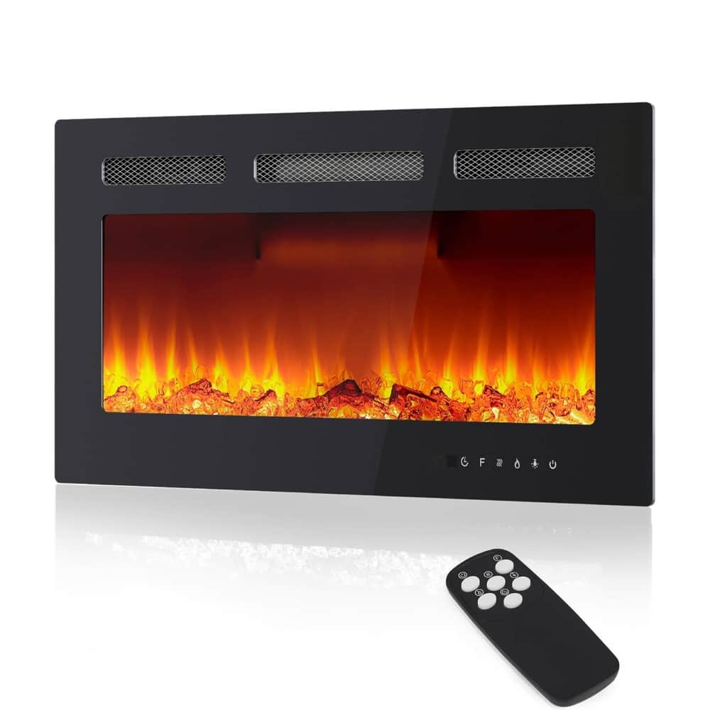 30 Inch Wall Built-in Electric Fireplace Heater for Bedrooms, Living Room - N/A