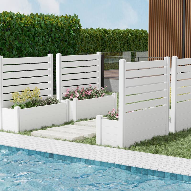 Outdoor PVC Privacy Raised Garden Bed Panels Planter Box With Ground Stakes
