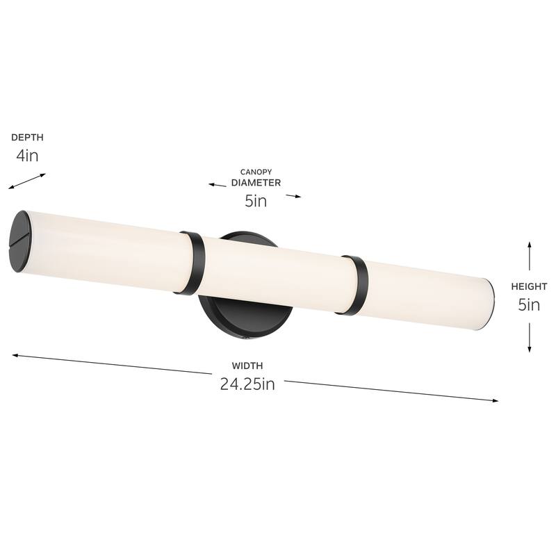 Kichler Lighting Rosh 24.25" Bath Bar Medium LED with White Glass in Black