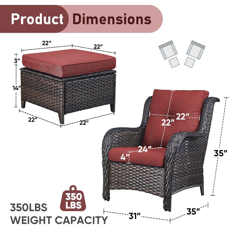 Outdoor Arm Chair with Cushion Rattan Chair